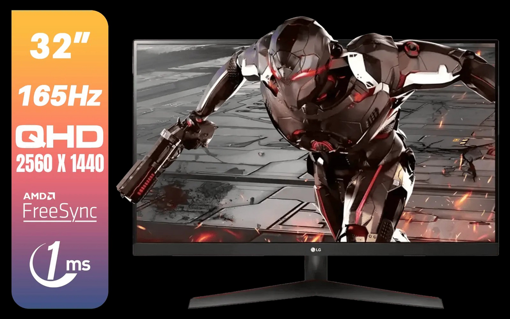 LG UltraGear 32GN600 32" QHD 2560 x 1440 Gaming Monitor / 165Hz Refresh Rate / 1ms Response Rate / AMD FreeSync ™ Premium / Virtually Frameless Design / Incredible Speed to Victory / 32GN600F-B.AFB
