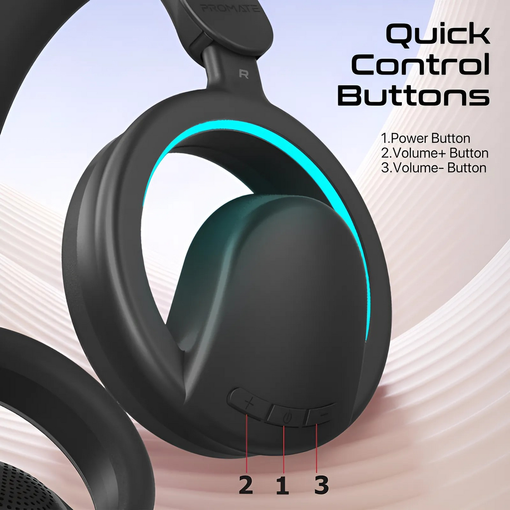 PROMATE NOVON.BLACK Open-Ear Wireless Over-Ear Headphones
